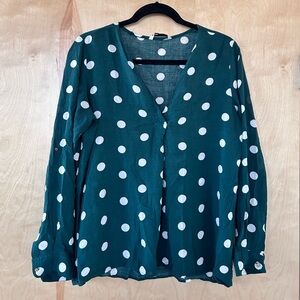 Elegant Teal Polka Dot Blouse